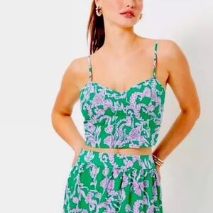 Lilly Pulitzer Green and Purple Crop Top Size 4 NWT